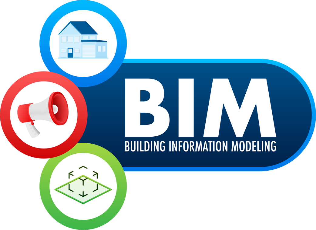 BIM - building information modeling. Software development. Industry construction. Vector illustration.